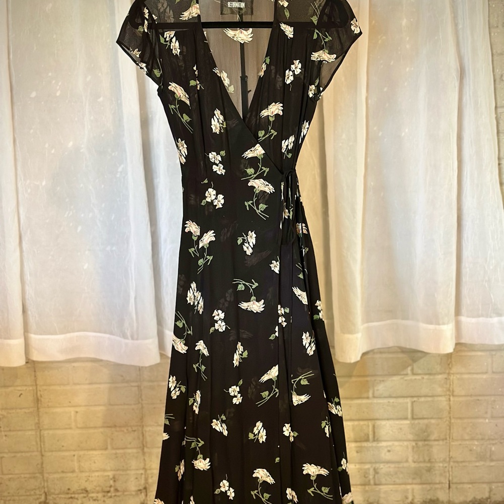Reformation Black Floral Maxi Dress